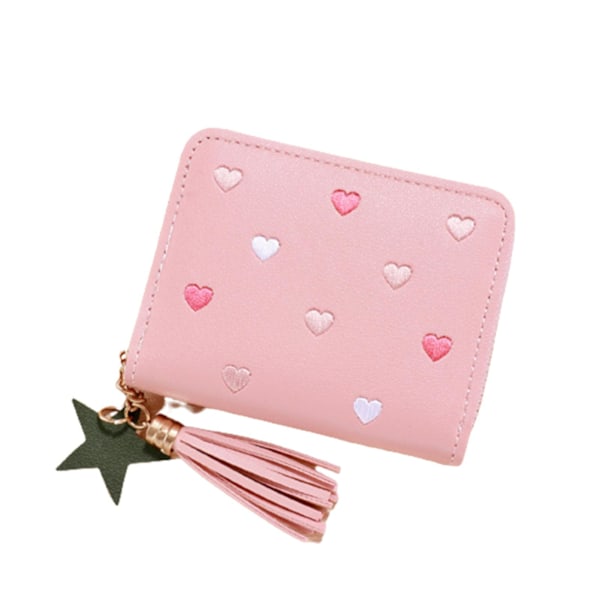Dame PU Læder Møntpung Mini Pose Pung med Vedhæng Light Pink