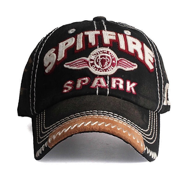 Bomuldsbroderet Patch Vaskbar Justerbar Baseball Cap Black