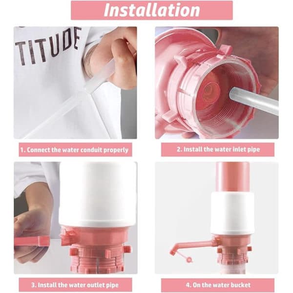 Universal vattenpump - Bärbar handpump - Med extra kort slang och vattenflasklock