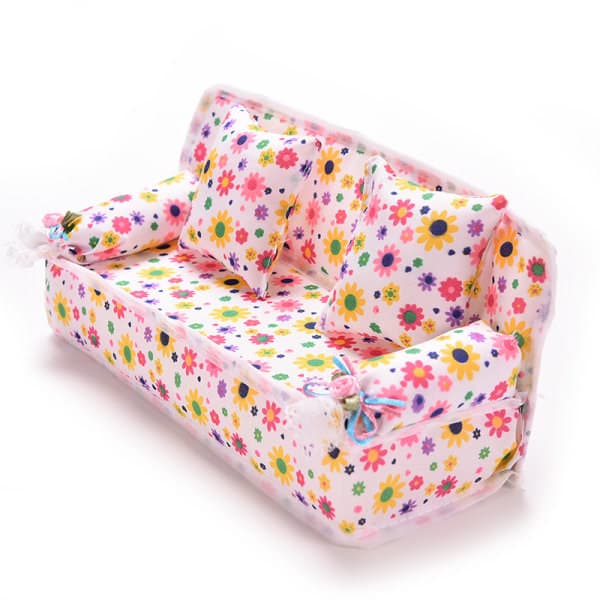 1 st/set soffa med 2 kuddar för Barbie docka barn dockhus
