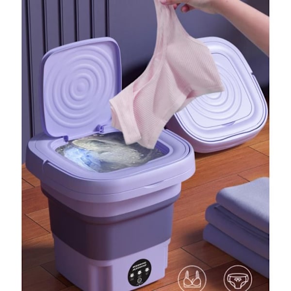 Mini Foldbar Vaskemaskine 8L Lilla Violet Lys Sterilisering Bærbar Undertøjsvaskemaskine