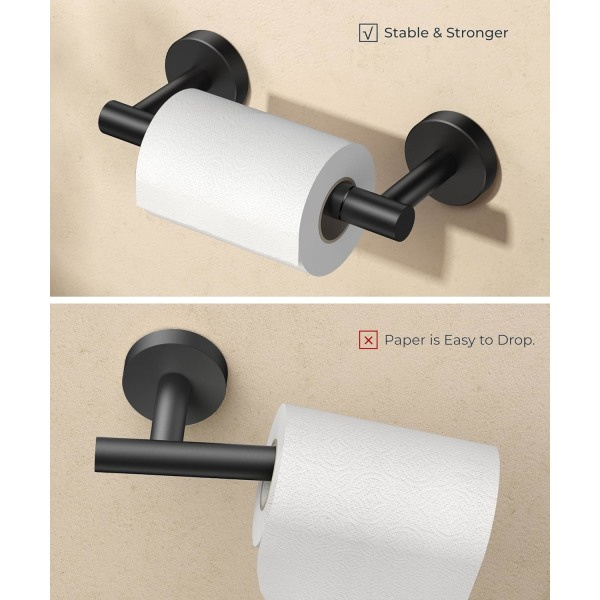 Musta WC-paperiteline seinälle, matta musta kylpyhuoneen WC-paperiteline, kaksoistanko, kääntyvä WC-paperirullan pidike