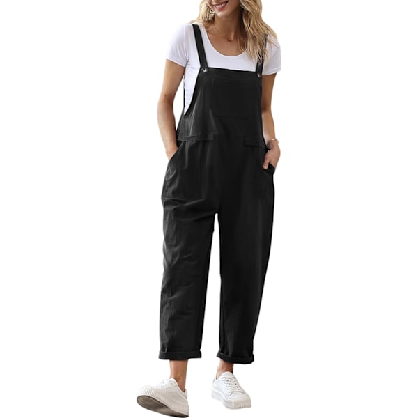 Dam Overaller Lös Ledig Ärmlös Overall Lång Jumpsuit Playsuit Hängselbyxor PV9UK