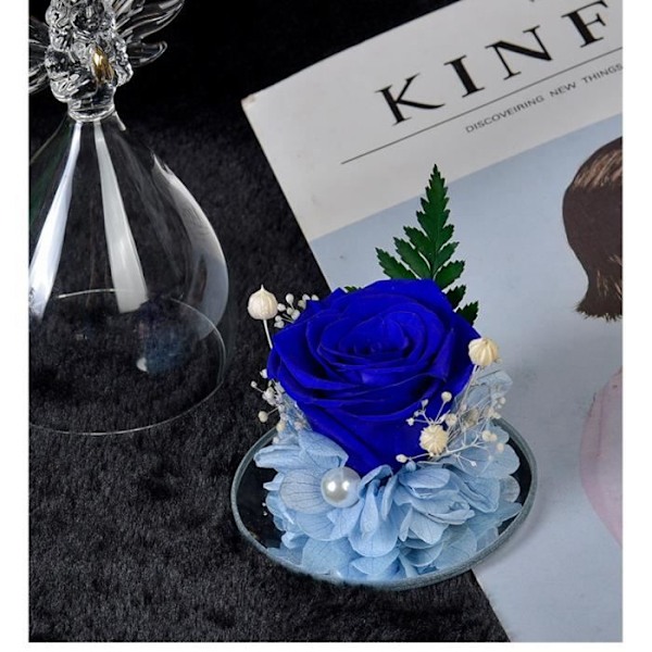 Evig Ros Änglafigur Konserverad Ros Gåva Mors Dag Julklapp till Mamma Mormor Romantisk Gåva - Blå Blue