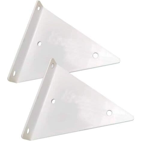 Set med 2 flytande triangulära hyllkonsoler i metall (vit), väggmonterade, DIY dekorativ konsol för sovrum, 17 x 13 cm/6,7 x 5,1 tum