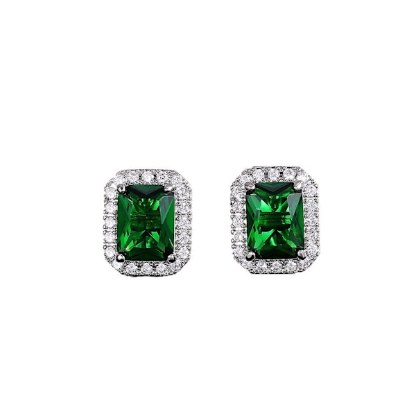 Sølv Ørestikker til Kvinder Piger, Dråbeformet Cubic Zirconia Ørestikker Sæt - Fine Brudeøreringe Smykker til Brude Brudepiger Green