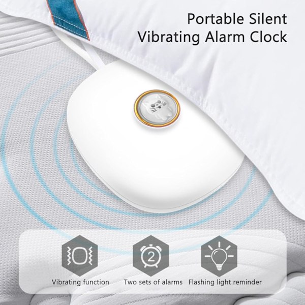 Vibrerande väckarklocka för under kudden, digital reseväckarklocka med LED, dubbla alarm och blinkande ljus, batteridriven och vibrerar tyst