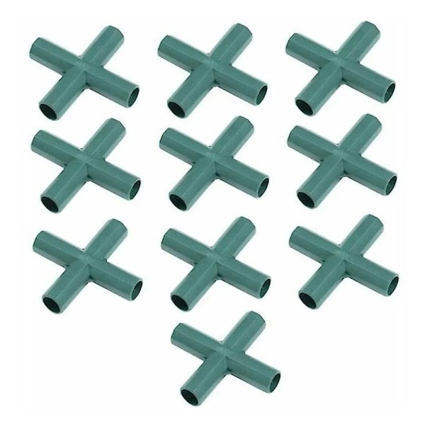10 stk Plastrammekoblinger Koblinger rettvinklede rørkoblinger Byggekoblinger for drivhus 16mm 4-veis kryss
