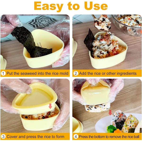 Onigiri Form, 3-pack Musubi Form, Triangel Sushi Maker, Non-stick Musubi Maker Press med Liten Risspade