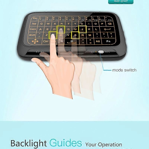 H18 Mini Fuld Touchskærm 2.4GHz Air Mouse Touchpad Baggrundslys Trådløst Tastatur til Smart TV JIKAIX