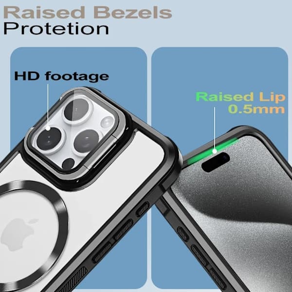Magnetisk stødsikkert telefoncover til iPhone16 15 Pro Max Plus med stander linsebeskytter iPhone15Plus iPhone15Plus