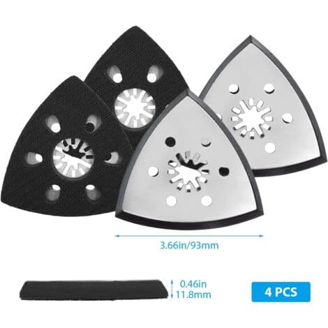 Set med 4 triangulära slipplattor, 93 mm – Kompatibel med multiverktyg – För slipning av metall, trä och plast