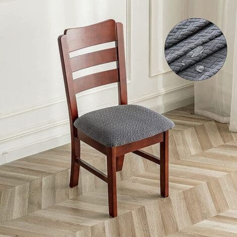 Töjbart Jacquard Elastiskt Stolsskydd, Våffelmönstrat Stolsskydd för Matsal (Mörkgrå, 4)
