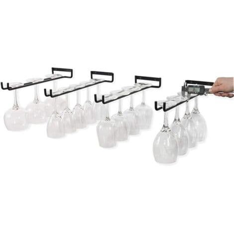 Hængende glasstativ - vinglasstativ med 5 skinner til 13 til 18 glas, 30 cm x 5 cm x 2 cm
