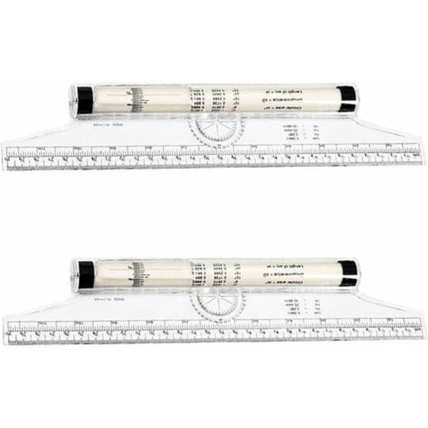 2 stk. Rullende Parallel Lineal, Rullende Tegne Lineal, Alsidig Rullende Lineal, Bordmåling til Geometri Vertikal Parallel Linje