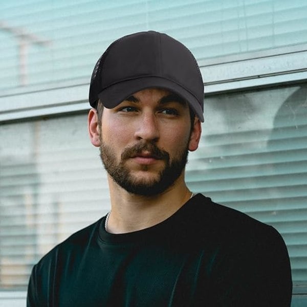 Mesh Hurtigtørrende Kasket Trucker Hats Justerbar Hat, Sort