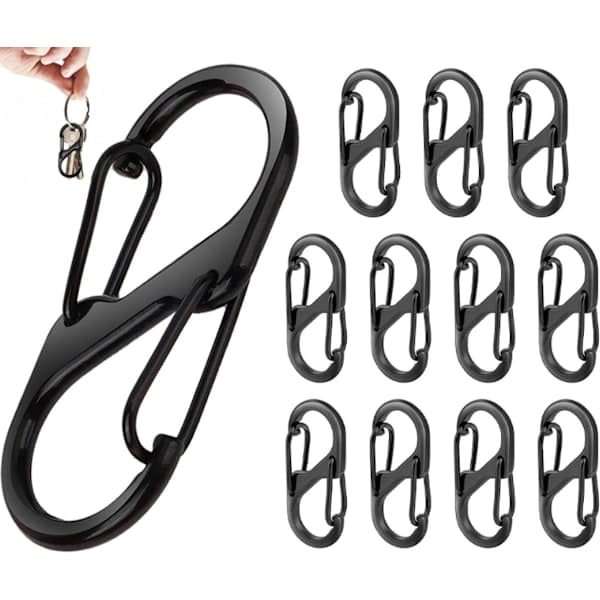 12-pack dubbel öppen karbinhake nyckelring - S-formad karbinhake - Nyckelring - Minikarbinhake