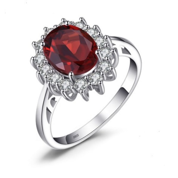 Palads Prinsesse Diana Kate Middleton Klasse Ædelsten Fødselssten Safir Halo Forlovelsesringe til Kvinder Red