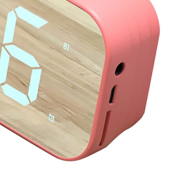 Bluetooth Högtalare Väckarklocka Digital Klocka med Bluetooth Högtalare Spegel Digital Display Väckarklocka för Sovrum Kontor Rosa