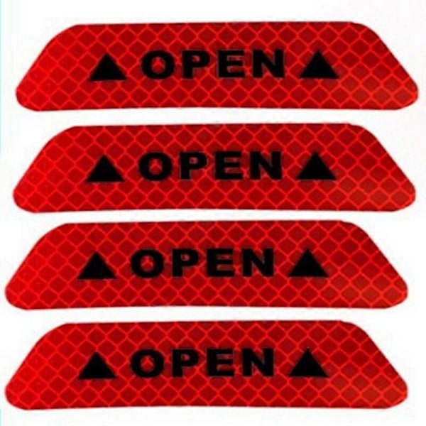 4 kpl/setti Auton oven tarrat DIY Auton AUKI Heijastava teippi Varoitusmerkki Heijastava Auki Huomautus Polkupyörän tarvikkeet Auton koristelu 4Pcs Red
