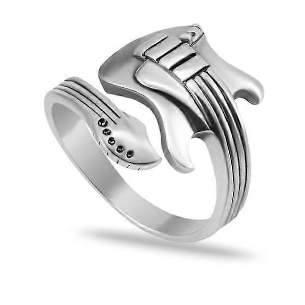 Ring, Silverring för män - Stilren gitarrinspirerad design - Perfekt herrtillbehör Herrringar Gitarrtillbehör Ringar Män