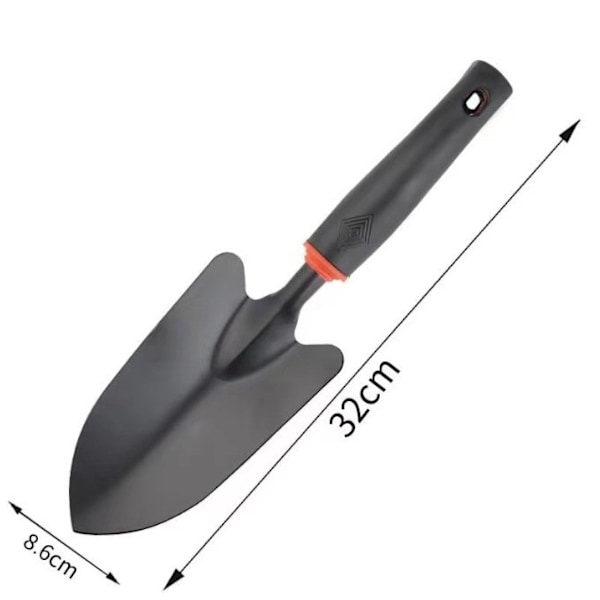 Hagespade i rustfritt stål, 8 cm bred, allsidig spade - Sklisikkert svart gummiert håndtak, perfekt