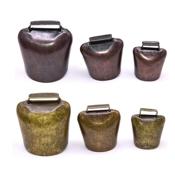 Antikke Metall Kubjeller, Høye Heste- og Sauebjeller, Husdyrbjeller for Gårdsbruk Red Bronze Medium