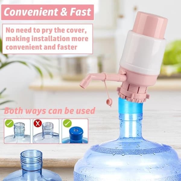 Universal vattenpump - Bärbar handpump - Med extra kort slang och vattenflasklock