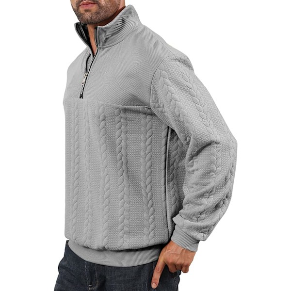 Halv dragkedja tröjor för män stickad pullover jumper långärmad jacquard tröjor grey