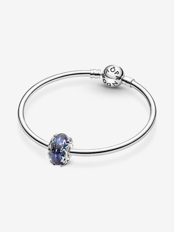 - Galaxy Blue & Star Murano Charm - Sterlingsølv