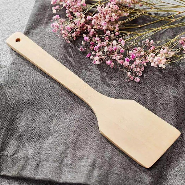 Universal ergonomisk köksspatel i trä – multifunktionell stekspade för matlagning hemma