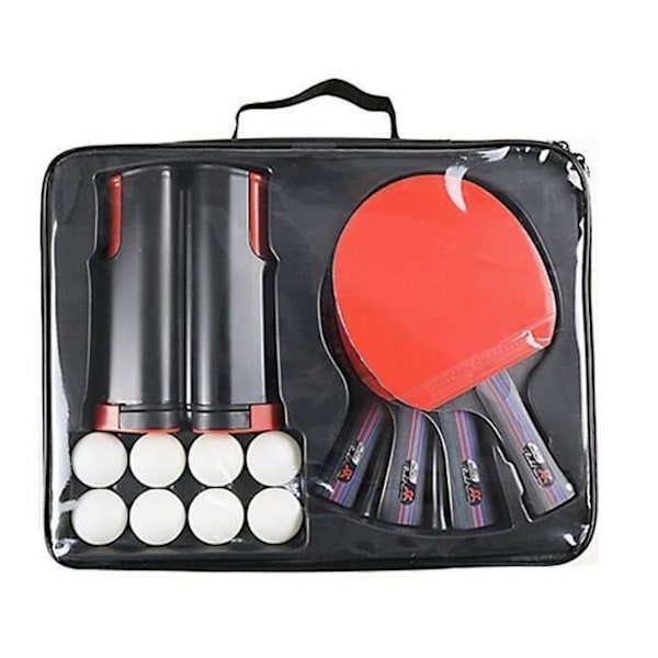 Pingisracket - Professionell - Set med 4 racketar - 8 bollar - Portabel - Röd