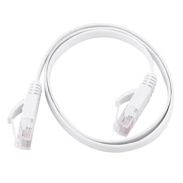 Litteä valkoinen CAT6 Ethernet-kaapeli 0,5 m