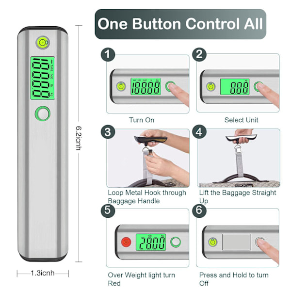 Elektronisk digital bagagevåg, reseviktvåg, hängande bagagevåg, bärbar resväska våg med krok