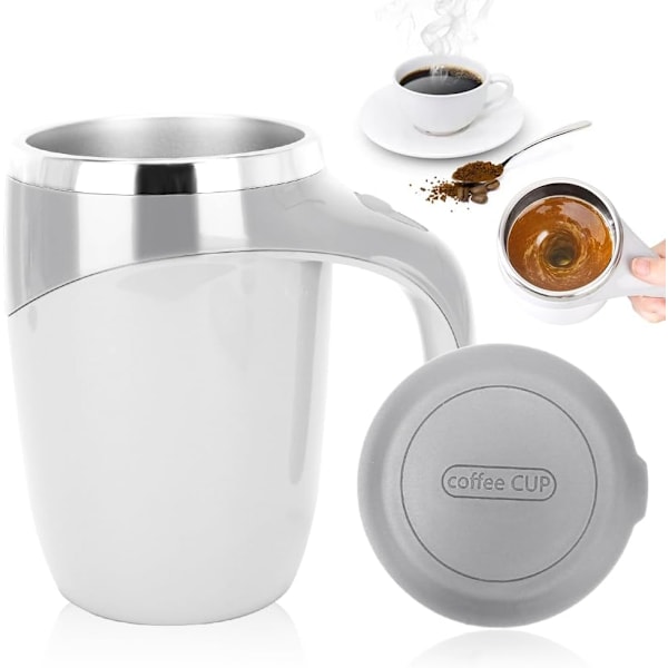 Självrörande mugg, magisk mugg, mjölk, kaffekopp, smart mugg för kaffe. White