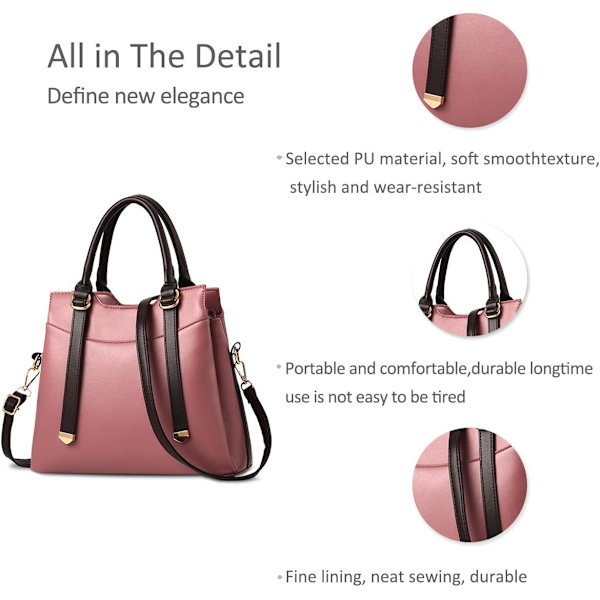 Damehåndtasker, Elegant Tote Bag med Top-Håndtag, Skuldertaske, Patent Læder Håndtaske, Arbejdstaske til Damer Rosa