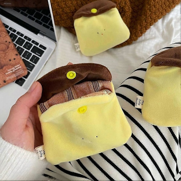 Söt Karamellpudding Myntbörs Plysch Mini Korthållare Tecknad Förvaringsväska