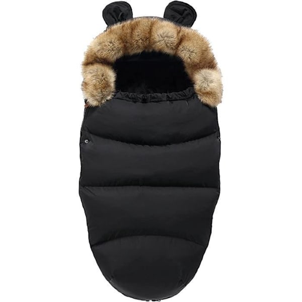 Universal Barnevogns Footmuff 0-2 År, Varm Footmuff til Barnevogn, Udendørs Barnevogns Sovepose - Sort