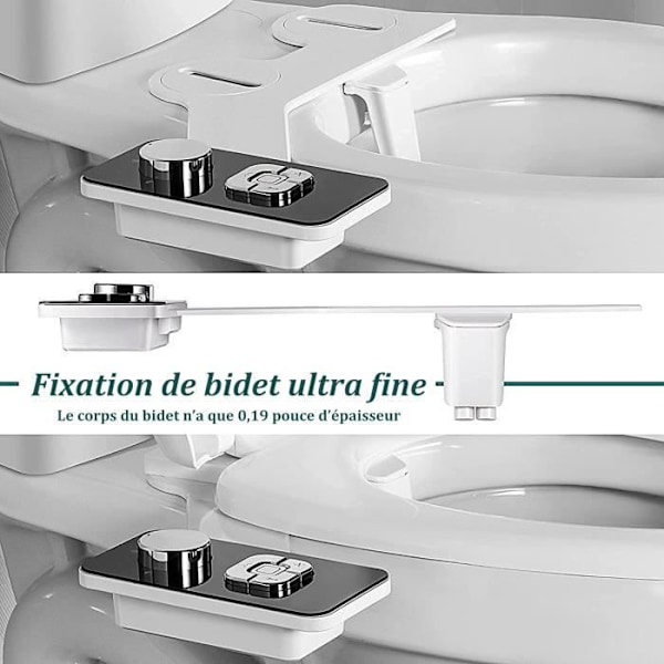 Ikke-elektrisk bidet-sprøjte med selvrensende dobbelte indtrækkelige dyser - Justerbar trykknap til koldt vand - Sort