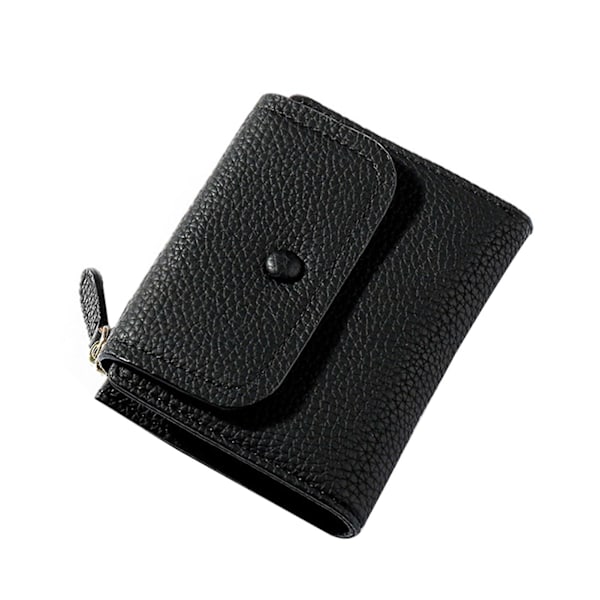 Dam 2-faldig Plånbok Läder Kort Börs Dam Flickor Korthållare Clutch Väska Enfärgad Black