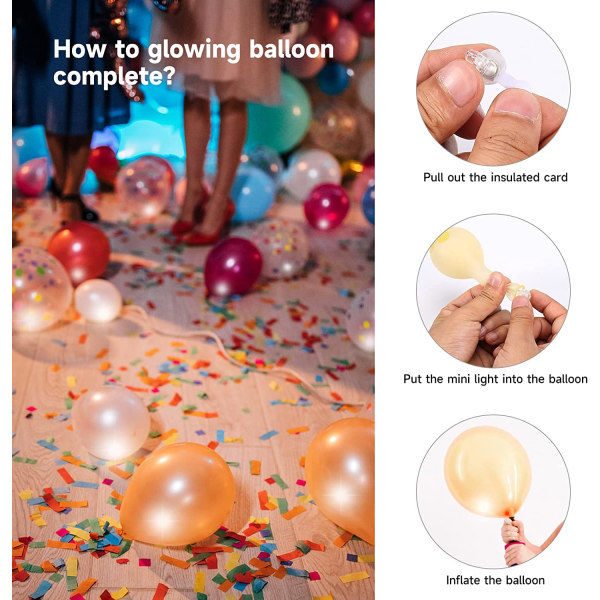 LED ballonlamper, 50 stk. LED mini runde ballonlamper Wate