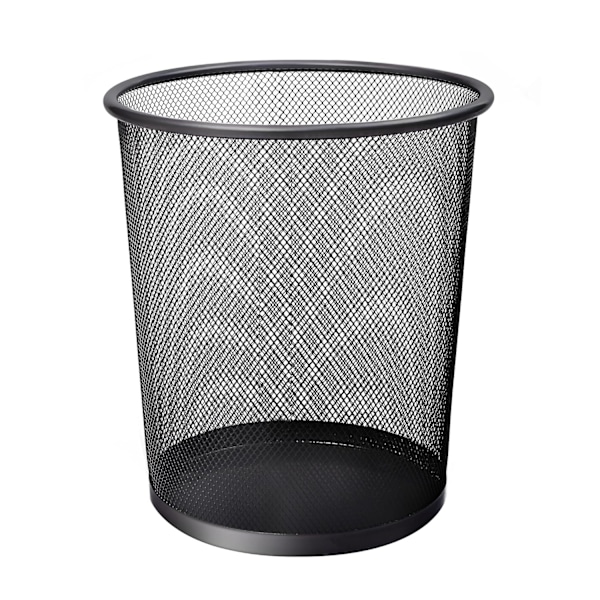 Rund Søppelbøtte - Svart Sklisikker Mesh-bøtte, Stilig og Solid Metallavfallsbøtte for Hjem, Soverom Black M