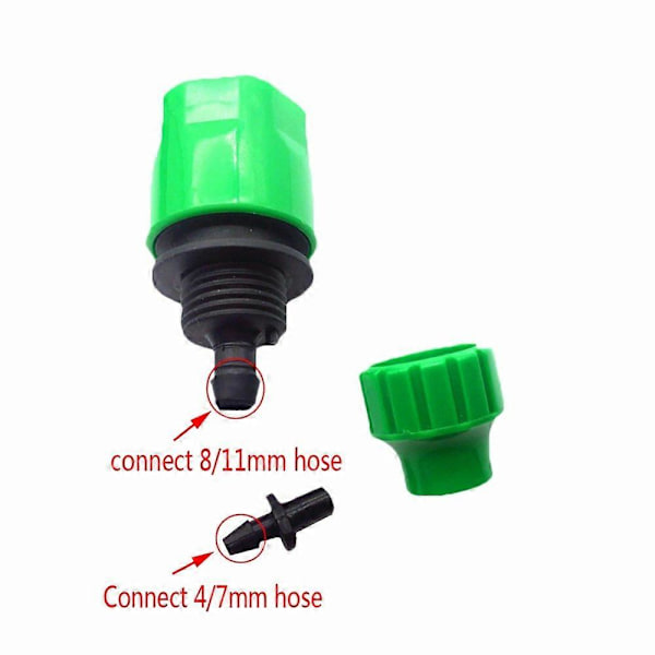 Mikro irrigasjonsadapter, hurtigkobling for plast hageslange med 6,35 mm mothakekobling, egnet