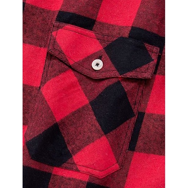 Flanellskjorte Rutete Skjorte for Menn Plaid Skjorte Bomull Tømmerhogger Regular Fit Langermet for Menn