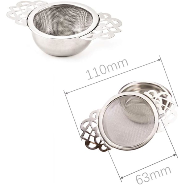 2-pak Filter Te-si med Drypbakker Te-si Rustfrit Stål Si til Løse Te-blade Filter