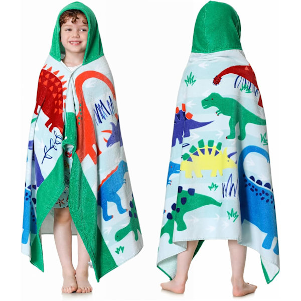 Barn Bomulls Handdukar med Huva | Supermjuk & Tjock & Superabsorberande | 127 x 76 cm Strandbad Handdukar för Flickor Pojkar Åldrar 3-12, Green