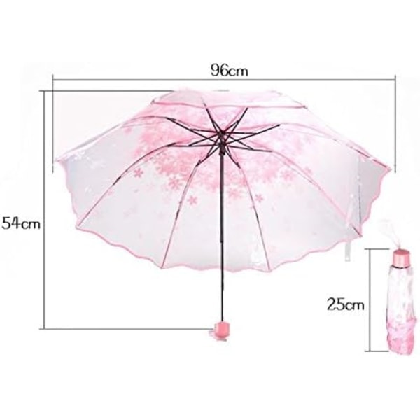 Transparent hopfällbart paraply körsbärsblommor transparent paraply se genom regn hopfällbart paraply för kvinnor barn flickor lätt vindtätt