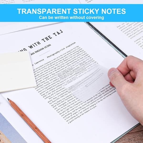 Note - Gennemsigtig notesblok - 75 * 75 mm - 200 stk. - Påmindelsesnote - Velegnet til studie, skole, hjem og kontor