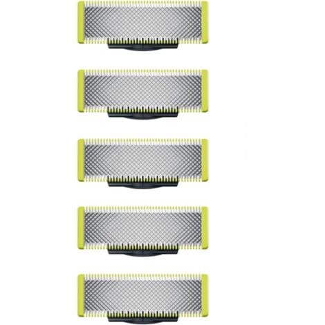 Kompatibel med OneBlade - Erstatningsblade til OneBlade elektrisk shaver/trimmer, holdbart rustfrit stål, til trimning, styling og barbering, 5 stk.