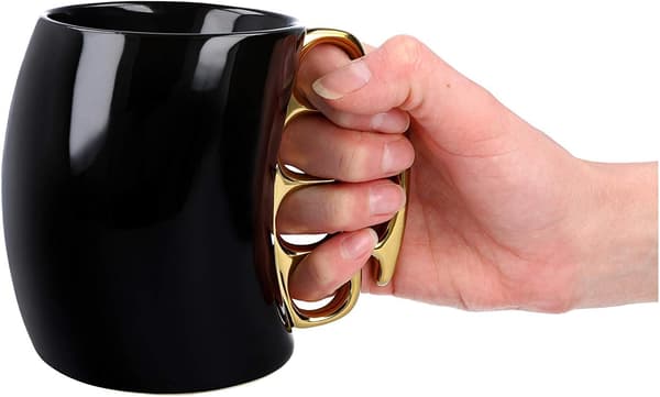 Knuckle Duster Mugg, Kaffemugg, Tekanna Keramisk Kopp, Rolig Mugg, Vänner Mugg black gold